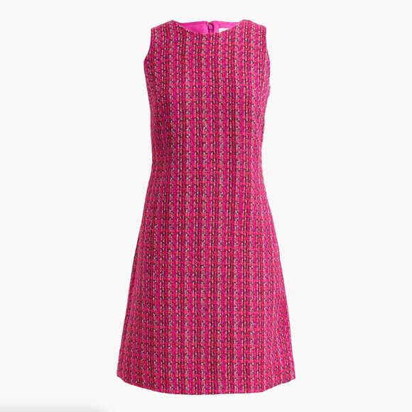 NWT J.CREW FACTORY Pink Tweed Shift Dress Sleeveless Size 20 - Picture 2 of 10